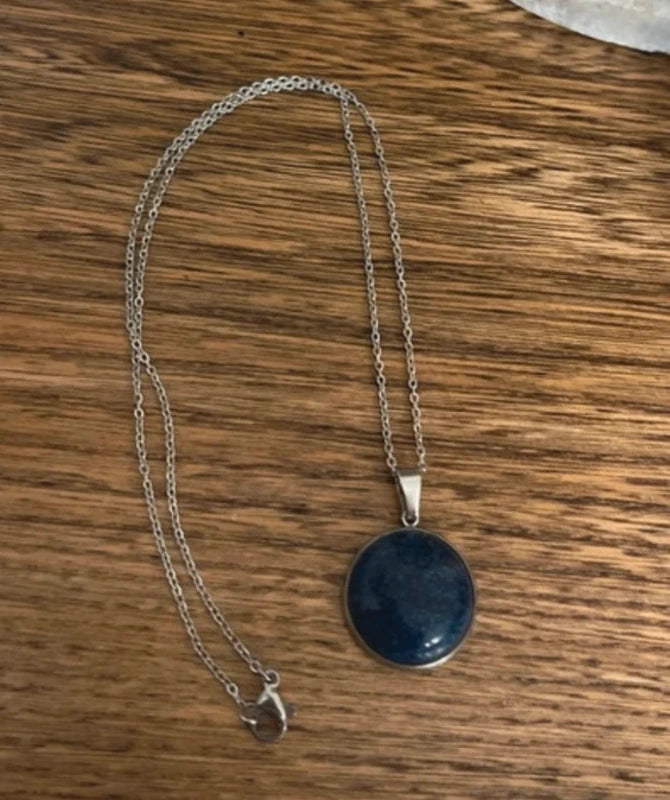 Collier Lapis Lazuli Monture Argentée | Chaîne Maillons | Pierre Apaisante Sommeil Lithothérapie 44 cm