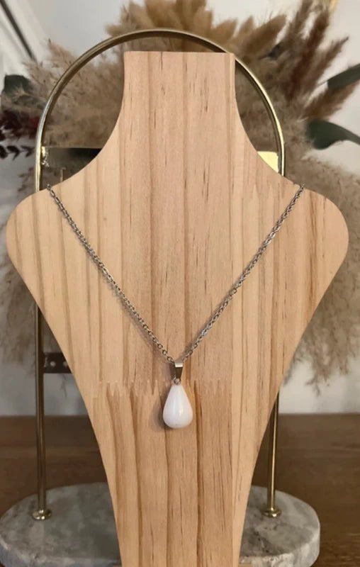 Collier Quartz Blanc Pierre Naturelle | Chaîne Argentée | Vitalité Concentration Lithothérapie 45 cm