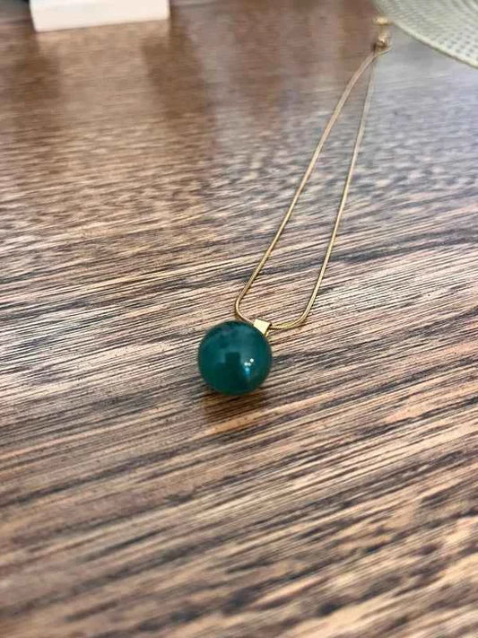 Collier Pendentif Aventurine Verte Naturelle | Chaîne Dorée Acier Inoxydable 45 cm | Chance & Prospérité | Bijou Femme Fait Main France