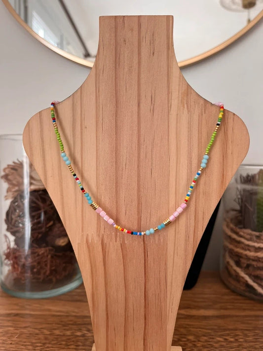 Collier Perles de Verre Multicolore Bohème – 42 cm Vintage & Estival | PAPD