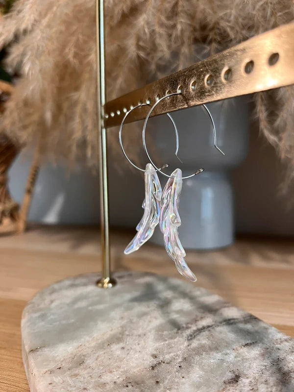 Créoles Plume Argentées | Acier inoxydable – Style Fairy Bohème Léger
