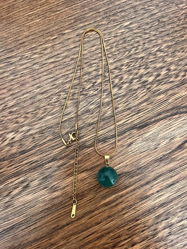 Collier Aventurine | Chaîne dorée inoxydable – Pierre de chance & Prospérité