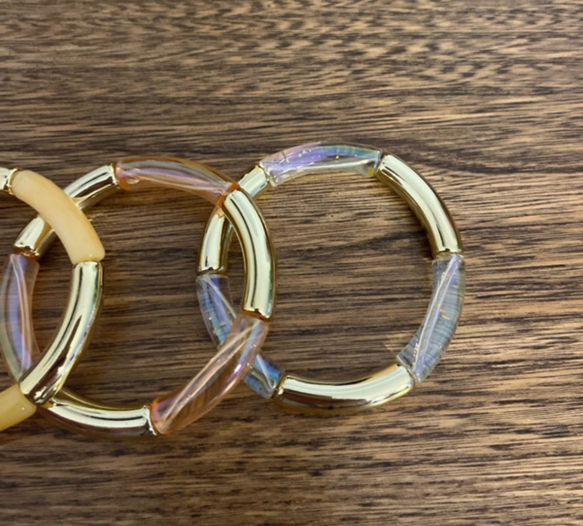 Trio de bracelets perles tubes incurvées