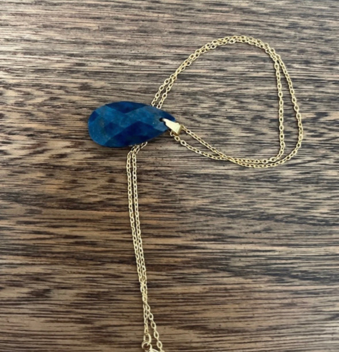 Collier Apatite Bleue de Madagascar | Chaîne Dorée Acier Inoxydable | Bijou Lithothérapie