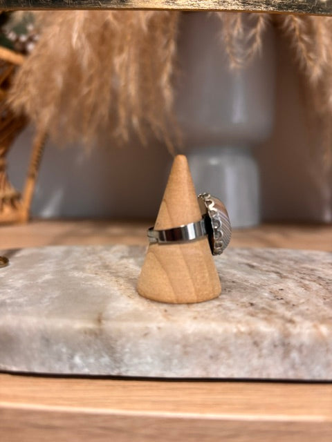 Bague Aventurine Bleue Ajustable – Pierre Naturelle Apaisante & Acier Inoxydable Argenté | PAPD
