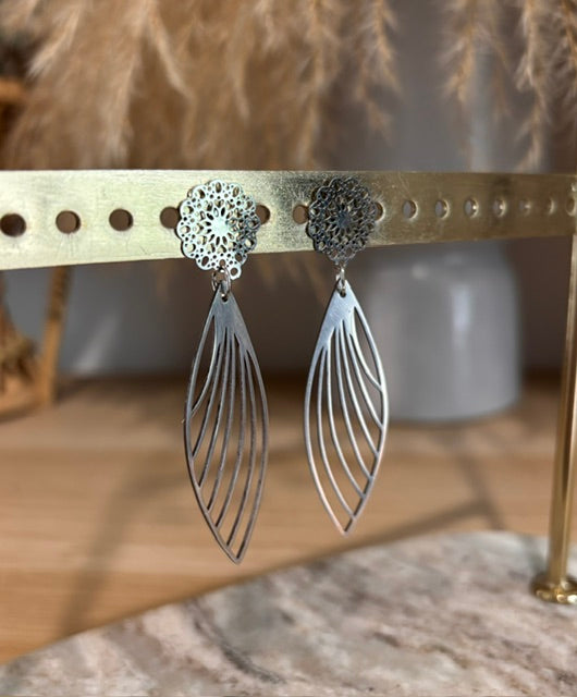 Boucles d'oreilles Aile de Papillon en filigrane – Acier Inoxydable Argenté | PAPD