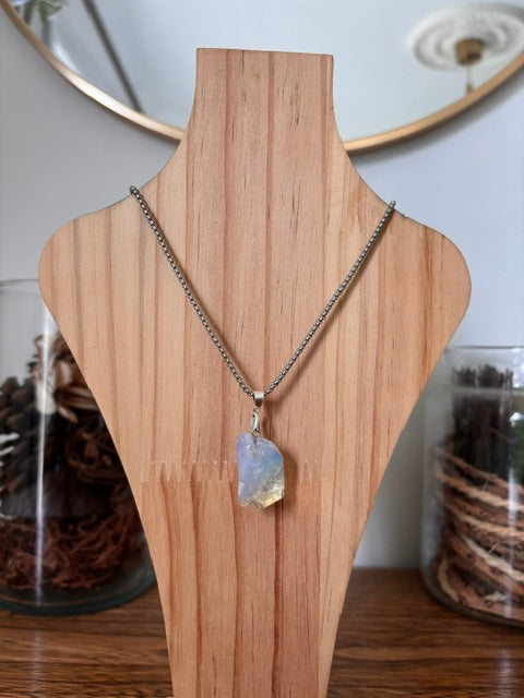 Collier Opale d'Éthiopie Naturelle | Chaîne Argentée 60 cm | Bélière Argent 925 – PAPD