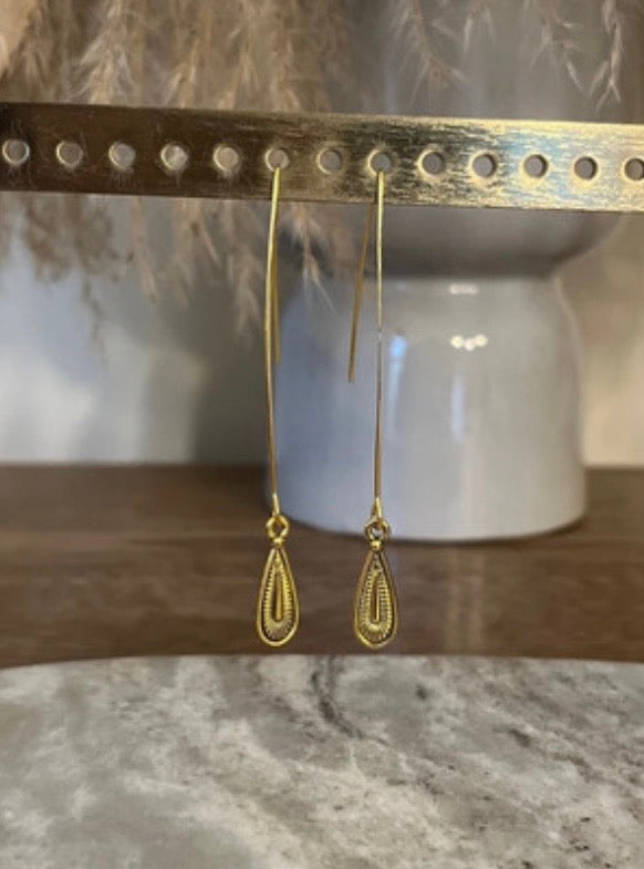 Boucles d'Oreilles Tiges Pendantes Dorées | Style Bohème Vintage