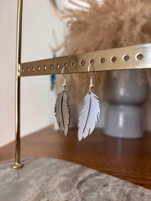 Boucles d'Oreilles Pendantes Plume Filigrane Argenté | Style Bohème Nature