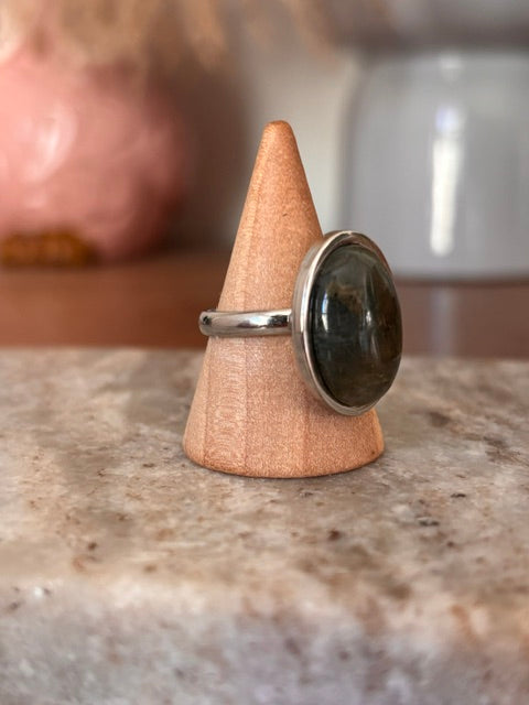 Bague Quartz à Inclusions Naturel Ajustable | Acier Inoxydable | Lithothérapie Bohème