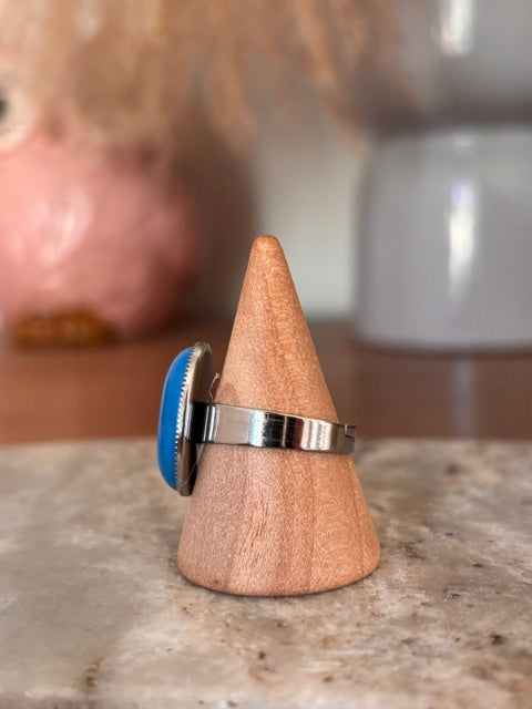 Bague Turquoise Naturelle Ajustable | Acier Inoxydable | Protection & Style Bohème Vintage
