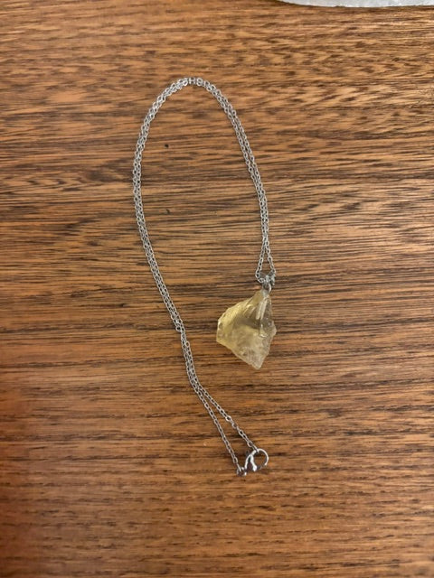 Collier Citrine Citron – Pierre Naturelle & Chaîne Argentée Acier Inoxydable