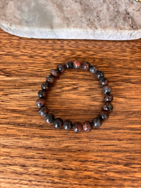 Bracelet Perles Rhodonite Naturelle 8 mm – Élastique Unisexe | Amour, Pardon & Apaisement Émotionnel | Lithothérapie