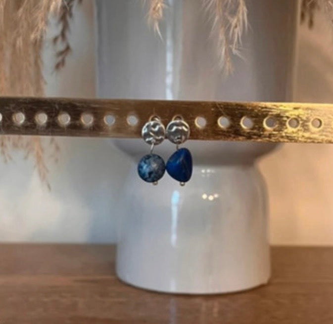 Puces d'Oreilles Lapis Lazuli – Pierre Naturelle & Acier Argenté Inoxydable