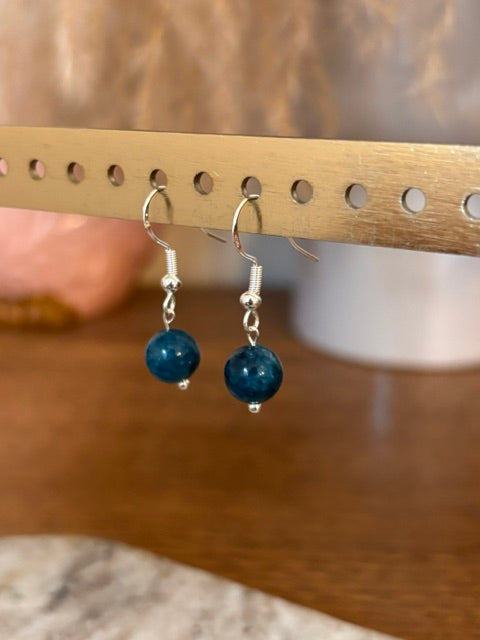 Dormeuses Argent 925 · Œil de Tigre Bleu · Pierre Naturelle | Bijou Artisanal Femme & Enfant