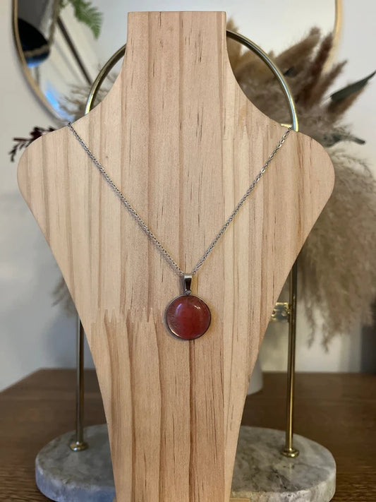 Collier Quartz Cerise Cherry Quartz | Chaîne Maillons Argentés | Confiance Créativité Lithothérapie 44 cm