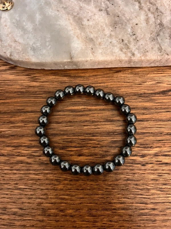 Bracelet Perles Hématite Pierre Naturelle | Homme Unisexe | Anti-Stress Patience Lithothérapie