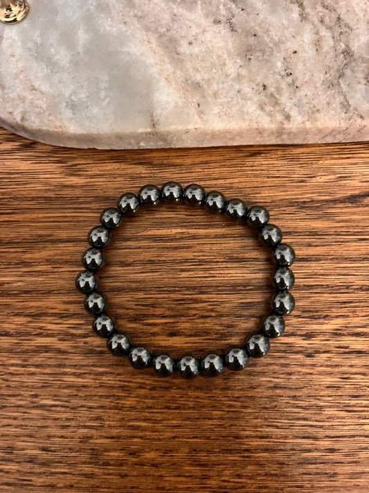 Bracelet Perles Hématite Pierre Naturelle | Homme Unisexe | Anti-Stress Patience Lithothérapie