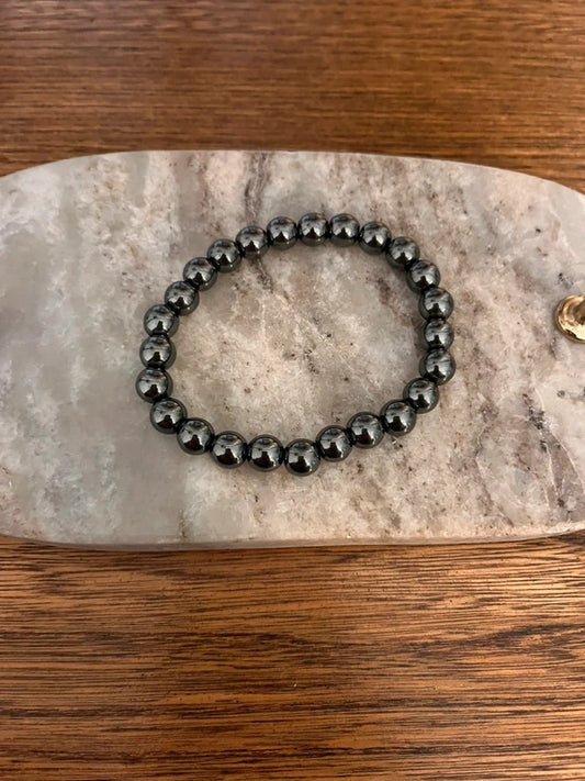 Bracelet Perles Hématite Pierre Naturelle | Homme Unisexe | Anti-Stress Patience Lithothérapie