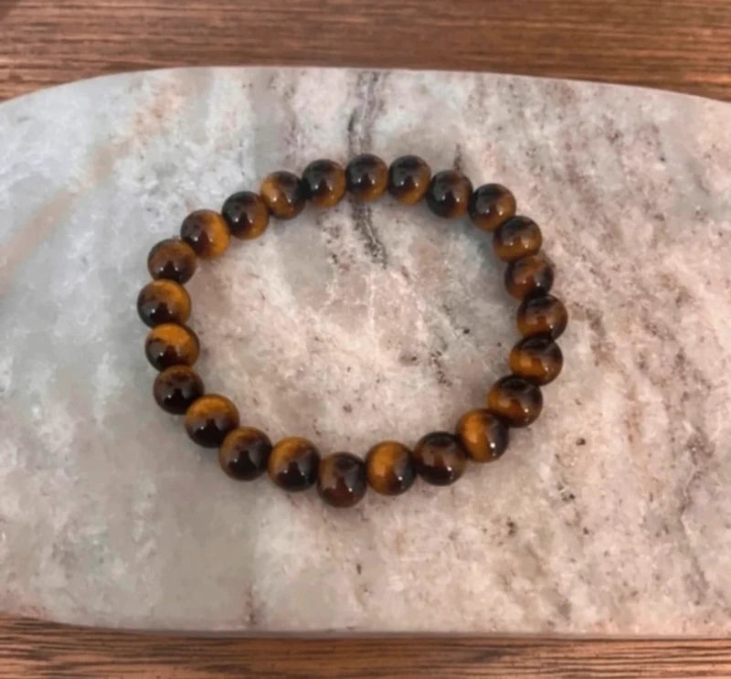Bracelet Élastique Perles Œil de Tigre Naturel AAA | Unisexe | Confiance Concentration Lithothérapie