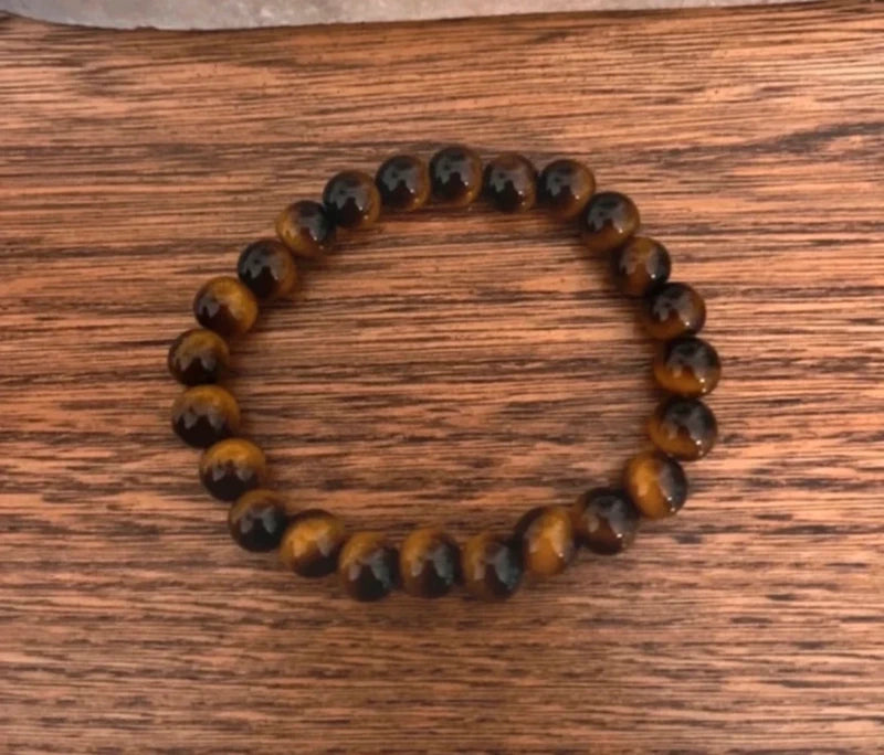 Bracelet Élastique Perles Œil de Tigre Naturel AAA | Unisexe | Confiance Concentration Lithothérapie