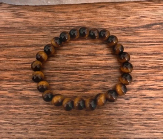 Bracelet Élastique Perles Œil de Tigre Naturel AAA | Unisexe | Confiance Concentration Lithothérapie