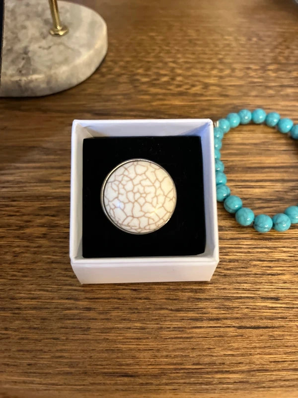 Parure 4 Pièces Turquoise Pierre Naturelle | Collier + Bracelet + Bague + BO | Argent 925 & Acier Inoxydable