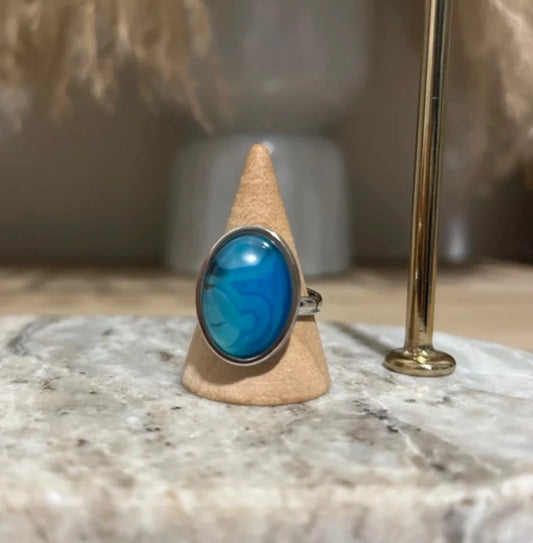 Bague Aventurine Bleue | Acier Inoxydable Ajustable | PAPD