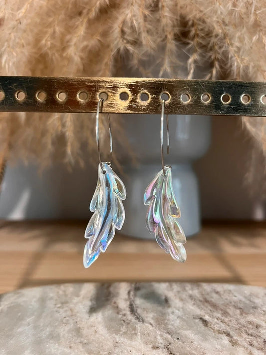 Créoles Plume Argentées | Acier inoxydable – Style Fairy Bohème Léger
