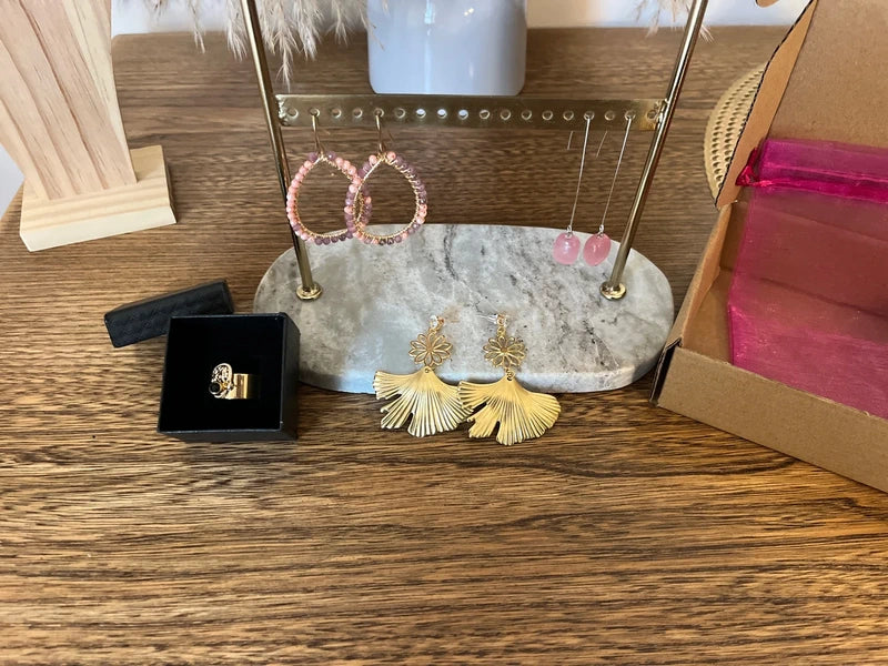 Parure Quartz Rose 5 Pièces | Coffret Romantique Bohème – Bijoux inoxydables