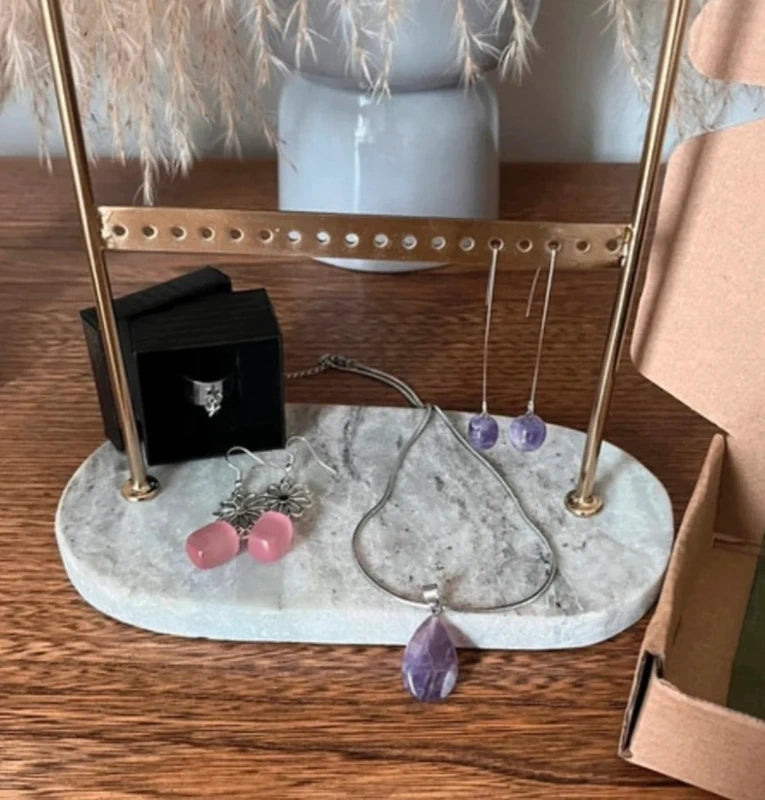 Parure Quartz Rose & Améthyste | Coffret Cadeau Romantique – 4 Pièces inoxydables