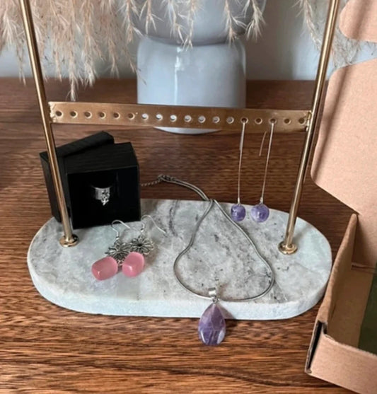 Parure Quartz Rose & Améthyste | Coffret Cadeau Romantique – 4 Pièces inoxydables