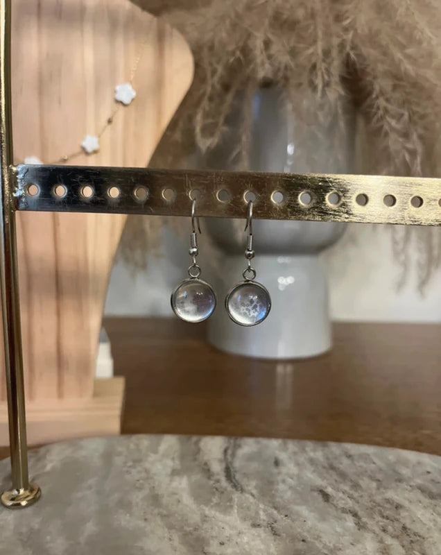 Boucles d'Oreilles Pendantes Argentées Breloque Vintage | Acier Inoxydable | Petit Prix