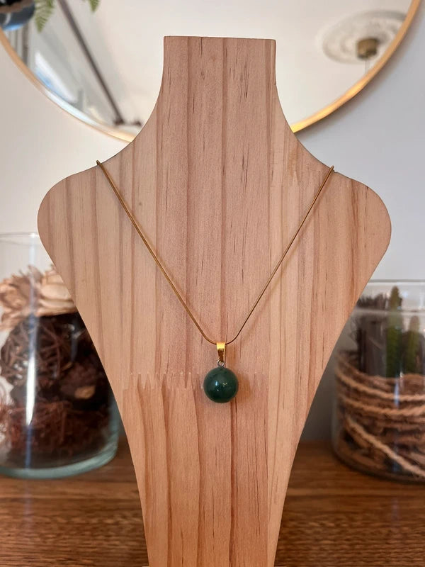 Collier Aventurine | Chaîne dorée inoxydable – Pierre de chance & Prospérité