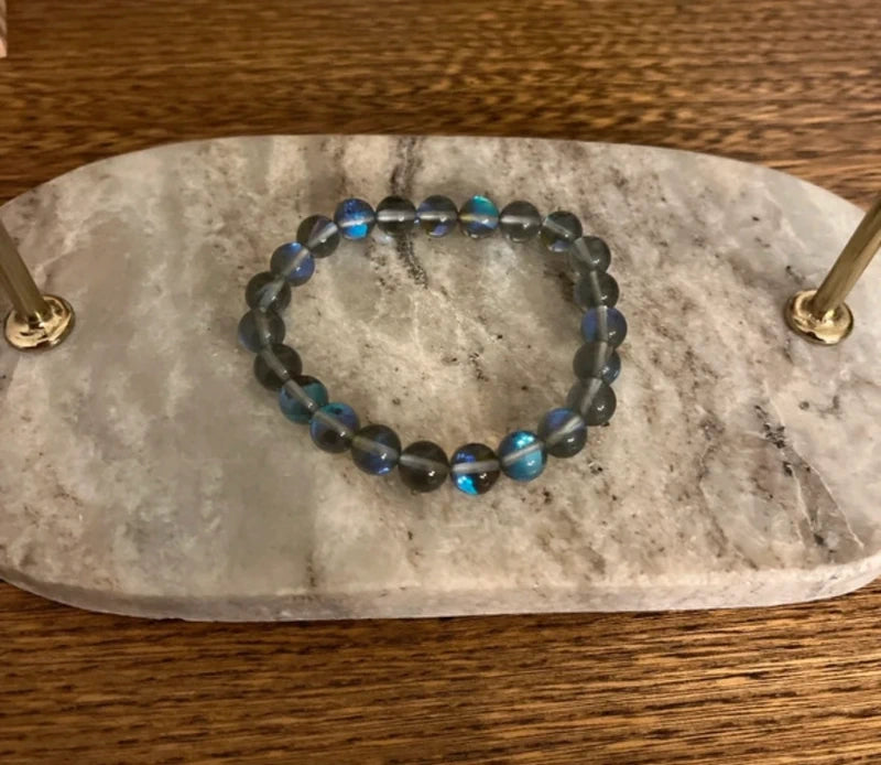 Bracelet Élastique Perles Pierre de Lune Qualité AAA | Intuition Féminité Lithothérapie | Unisexe