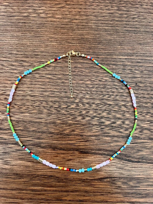 Collier Perles de Verre Multicolore Bohème – 42 cm Vintage & Estival | PAPD
