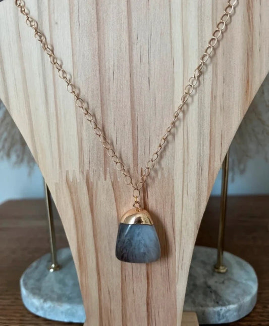 Collier Pierre de Lune Chaîne Gros Maillons Dorés Ajustable | Intuition Féminité Lithothérapie | 50 cm