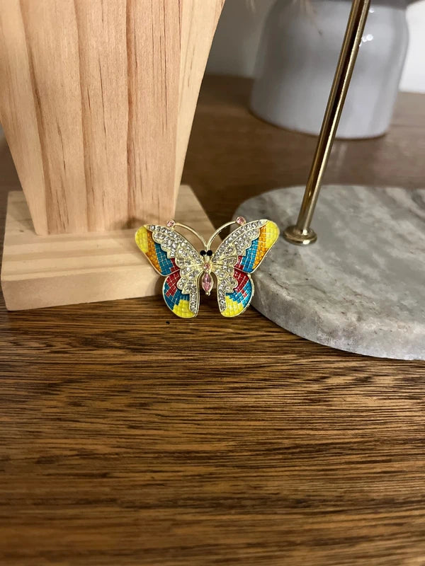 Broche Papillon Dorée Multicolore | Bijou Fantaisie Chic | Style Bohème Tendance
