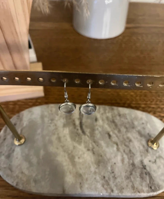 Boucles d'Oreilles Pendantes Argentées Breloque Vintage | Acier Inoxydable | Petit Prix