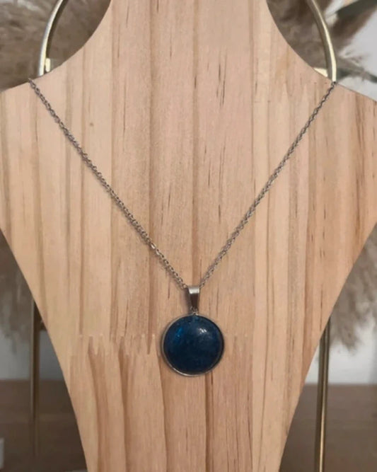 Collier Lapis Lazuli Monture Argentée | Chaîne Maillons | Pierre Apaisante Sommeil Lithothérapie 44 cm