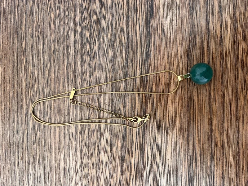 Collier Aventurine | Chaîne dorée inoxydable – Pierre de chance & Prospérité