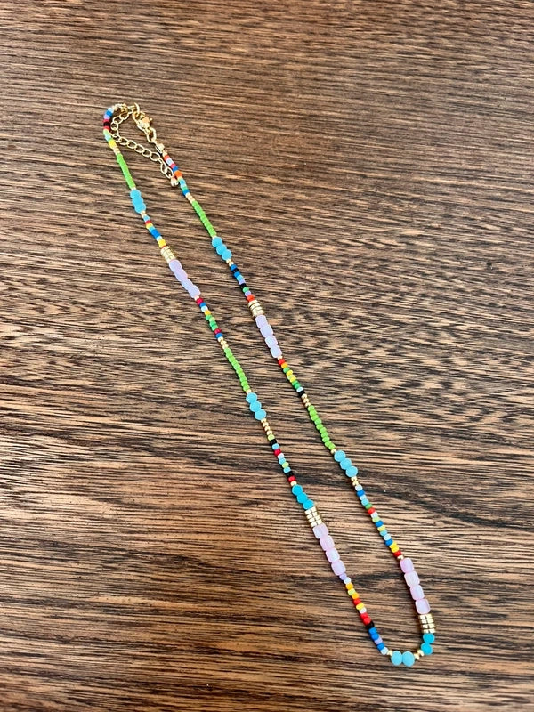 Collier Perles de Verre Multicolore Bohème – 42 cm Vintage & Estival | PAPD