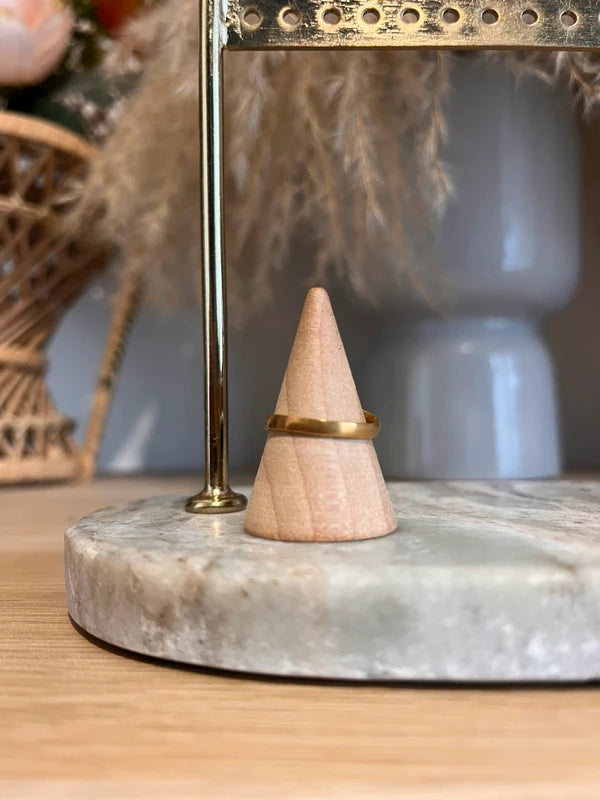 Bague double dorée inoxydable pierre naturelle Quartz orange et Sable ble