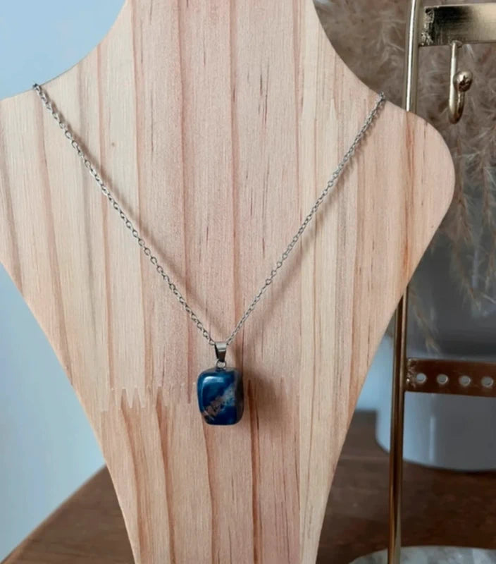 Parure Lapis Lazuli 4 Pièces | Collier, Bracelet, Bague & Boucles – Pierre naturelle inoxydable