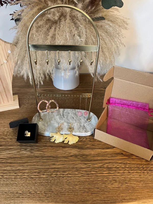 Parure Quartz Rose 5 Pièces | Coffret Romantique Bohème – Bijoux inoxydables