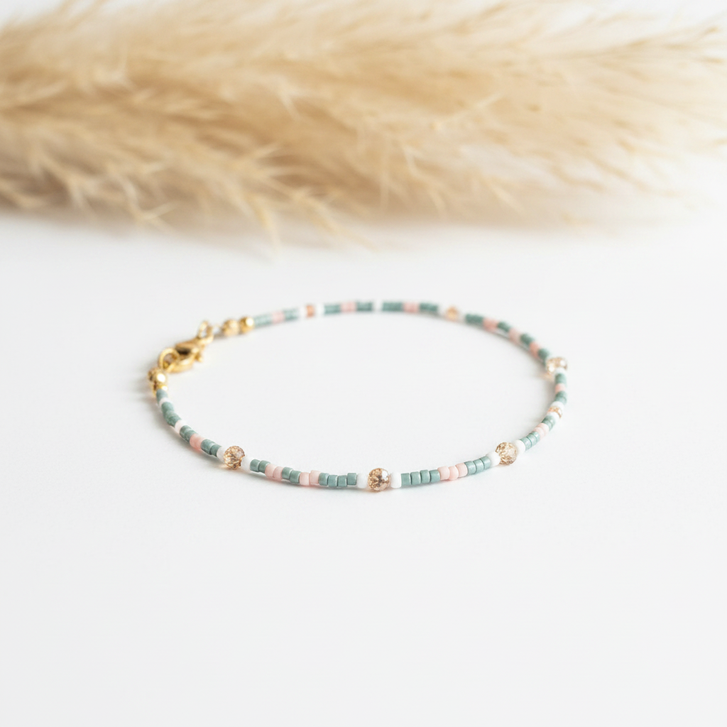 Bracelet perles Miyuki Toho pierre fine Zircon Champagne