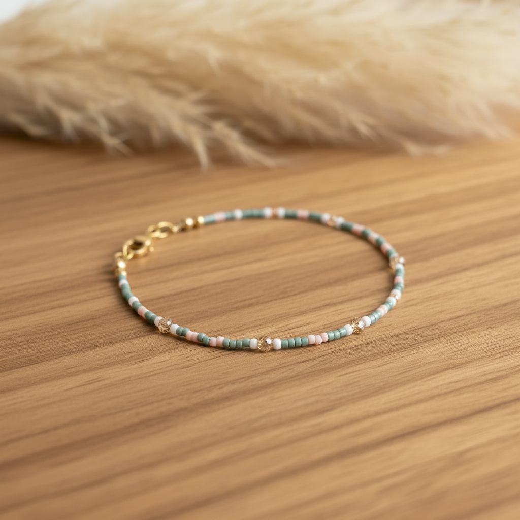 Bracelet perles Miyuki Toho pierre fine Zircon Champagne