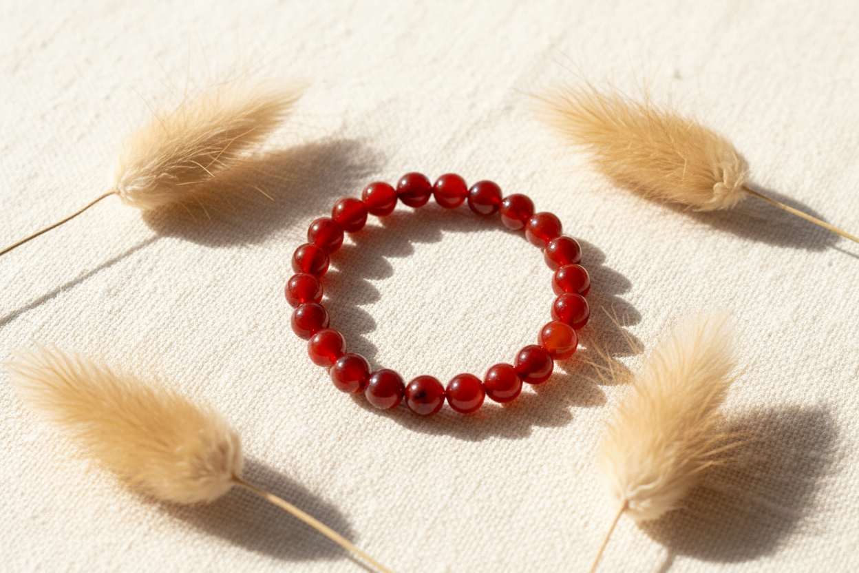Bracelet Agate Rouge Perles Naturelles 8 mm | Veinures Noires | Vitalité & Protection | Lithothérapie | Fait Main France livraison gratuite