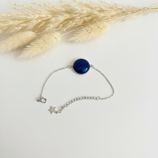 Bracelet Lapis Lazuli Naturel – Chaîne Argentée & Étoile | Apaisement & Sommeil | Lithothérapie | Fait Main France livraison gratuite