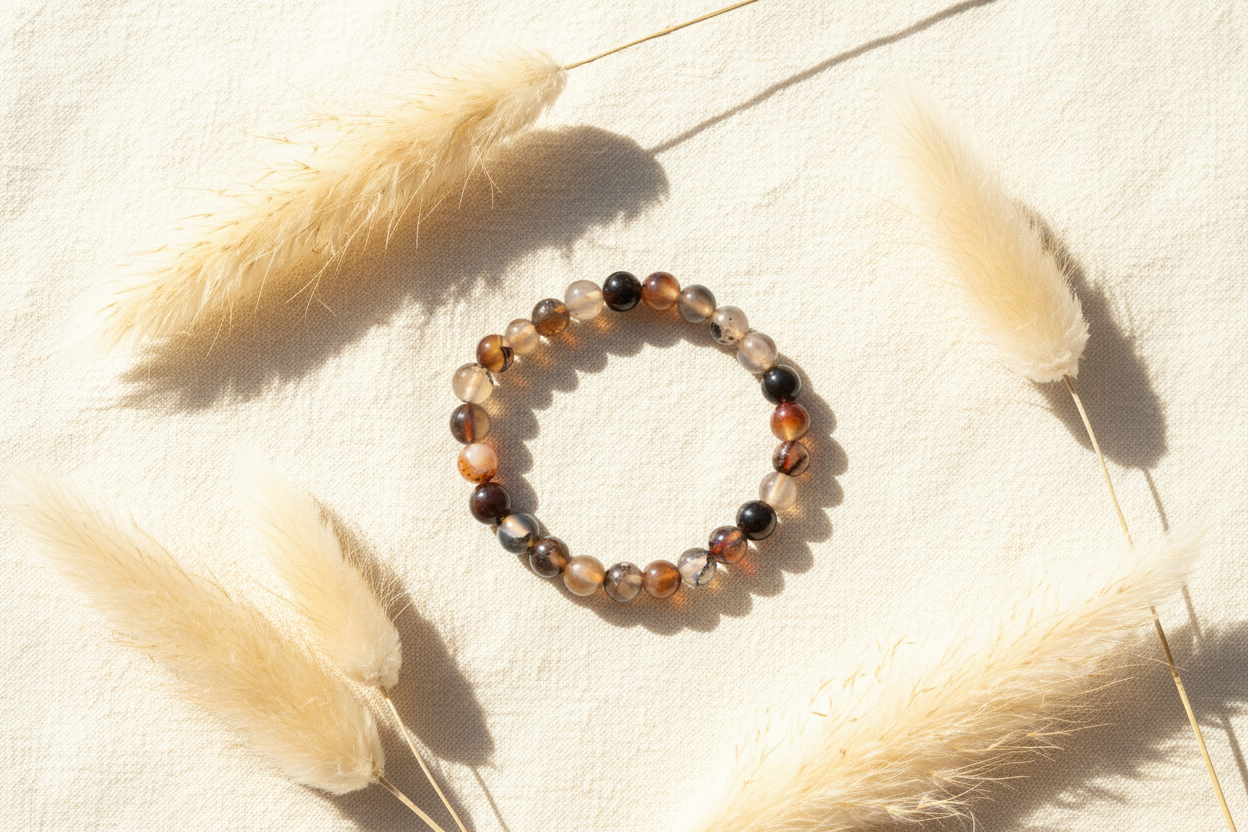Bracelet Sardonyx Agate Perles Naturelles 8 mm | Bandes Naturelles | Force & Protection | Lithothérapie | Fait Main France livraison gratuite